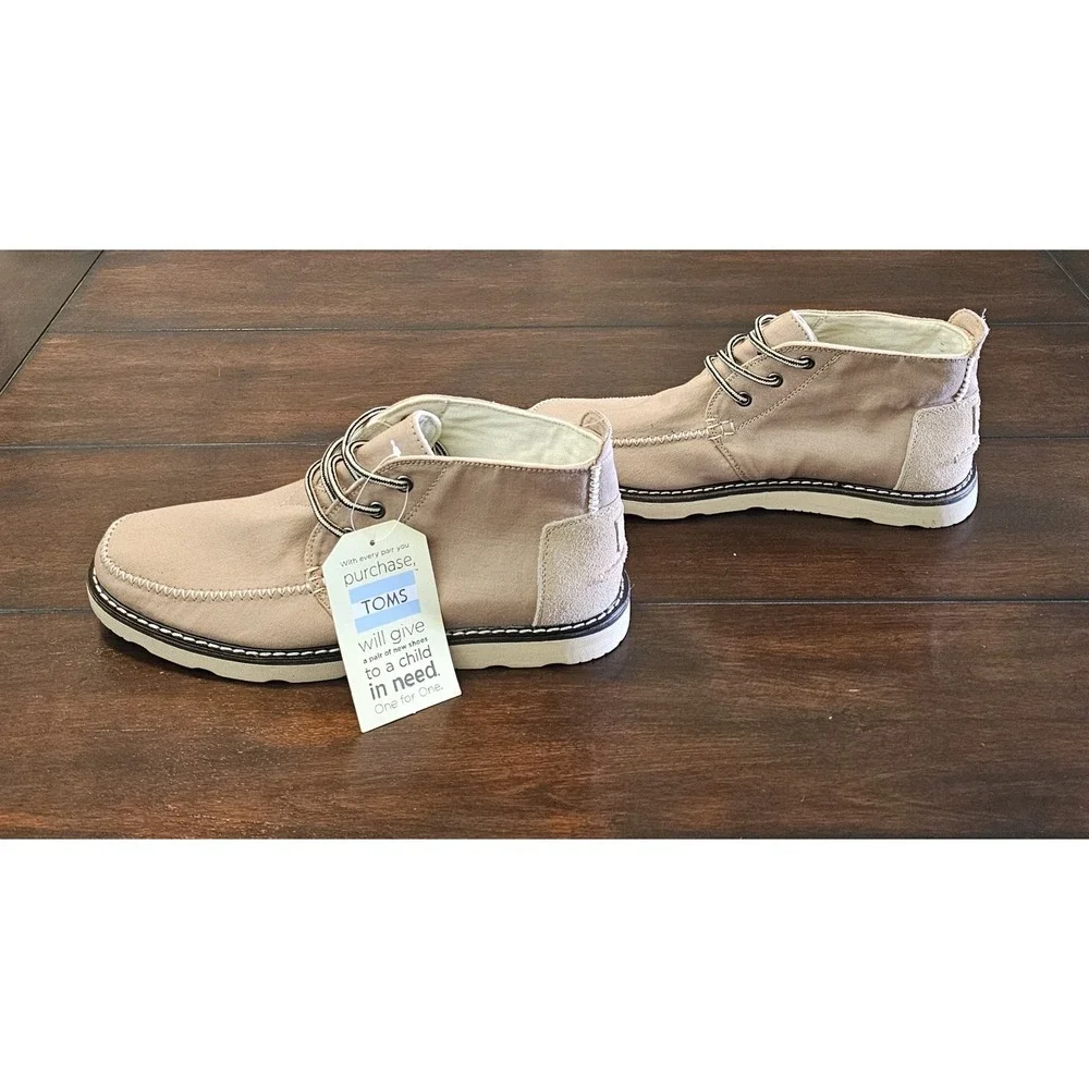Toms Chukka Twill Lace Up Boots Men's Size 11 Tan Sesame Cotton Canvas